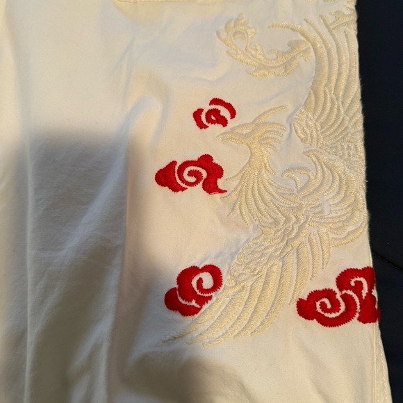People for Peace White Cotton Pants with Floral Embroidery, Size 30 - Picture 13 of 13